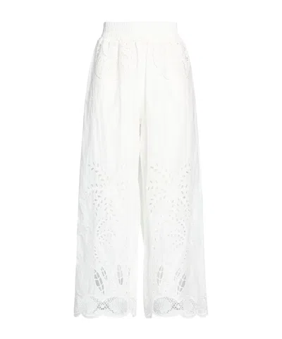 Farm Rio Elastic Waist Casual Pants In White
