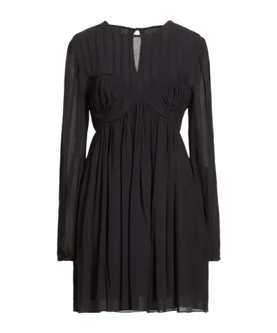 Farm Rio Elegant Long-sleeve Flared Dress In Black