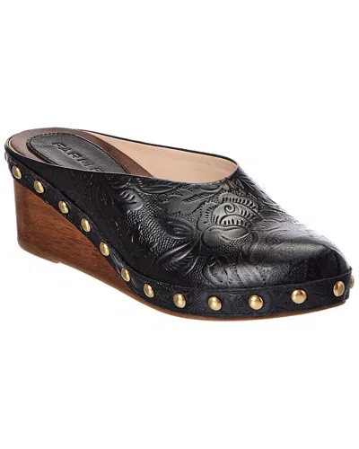 Farm Rio Embossed Leather Wedge Clog In Black