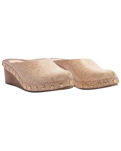 Farm Rio Embossed Leather Wedge Clog In Neutral