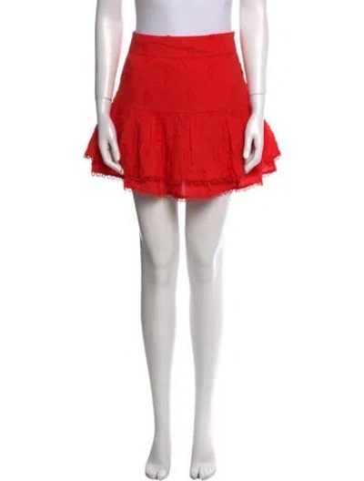 Pre-owned Farm Rio Embroidered Accent Mini Skirt In Orange