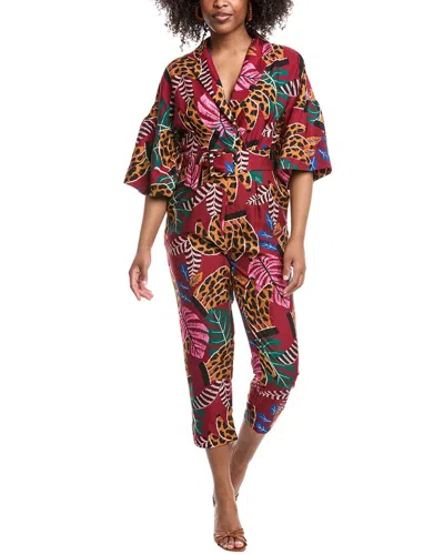 Farm Rio Embroidered Bananas Jumpsuit In Purple