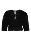 Farm Rio Embroidered Blouse In Black