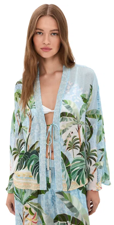 Farm Rio Embroidered Blouse Mosaic Rio In Multi