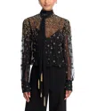 Farm Rio Embroidered Bubble Tulle Blouse In Black