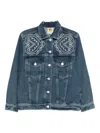 Farm Rio Denim Cornely Buttoned Embroidered Jacket In Multi