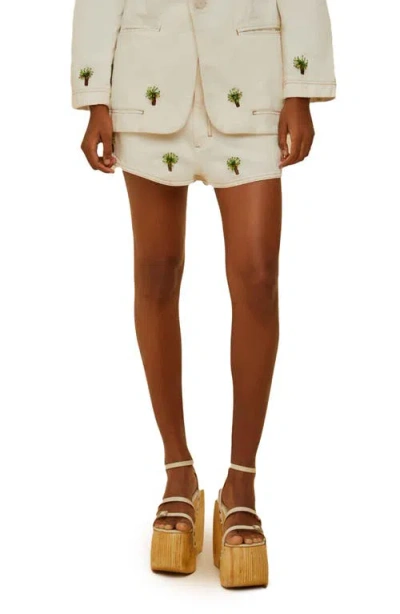 Farm Rio Embroidered Coconut Tree Shorts