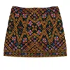 Farm Rio Embroidered Corduroy Mini Skirt In Brown