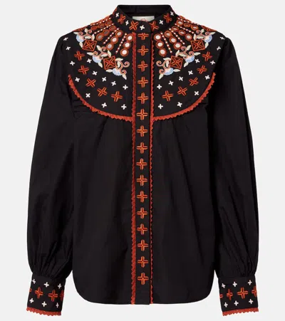 Farm Rio Embroidered Cotton Shirt In Animal Print
