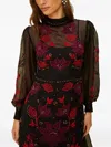 Farm Rio Embroidered Embellished Dress In Black