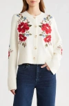 Farm Rio Embroidered Flowers Wool Cardigan In Neutral