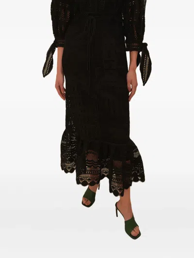 Farm Rio Embroidered Midi Dress In Black