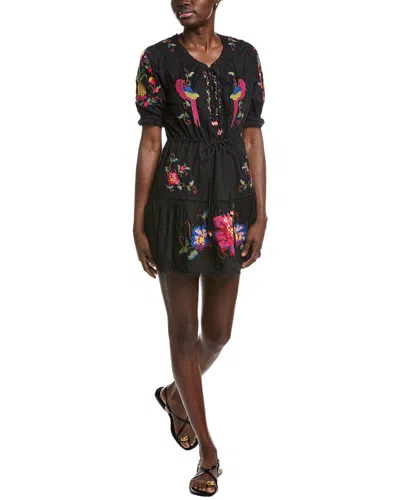 farm rio black embroidered dress Black Bold Flowers Long Sleeve Organic Cotton Mini Dress main image 1