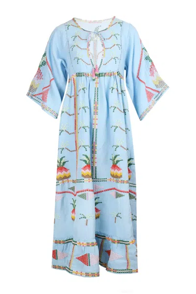 Farm Rio Embroidered Pineapple Cover Up In Blue