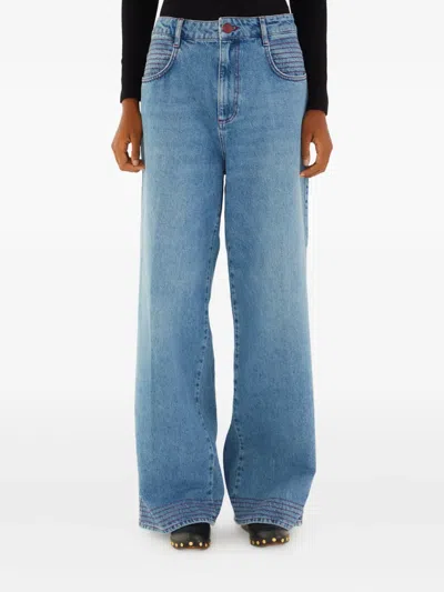 Farm Rio Embroidered-pockets Jeans In Multi
