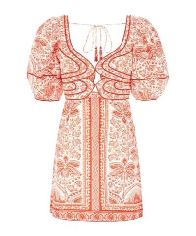 Farm Rio Embroidered Printed Mini Dress In Multi