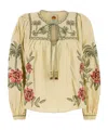 Farm Rio Cream Linen Blend Blouse In Neutral