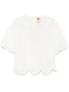 Farm Rio Short-sleeve Embroidered Swing Blouse In White