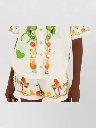 Farm Rio Embroidered Short-sleeve Shirt In Multi