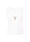 Farm Rio Embroidered Tank Top Off White