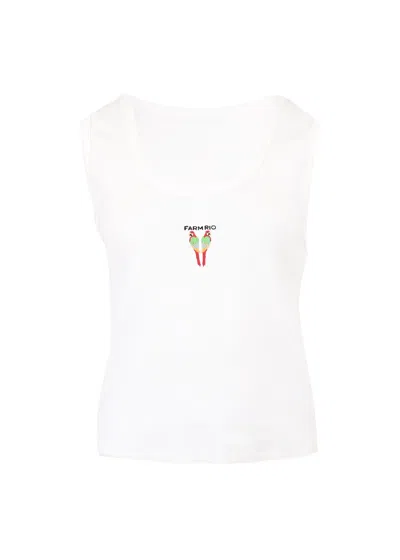 Farm Rio Embroidered Tank Top Off White