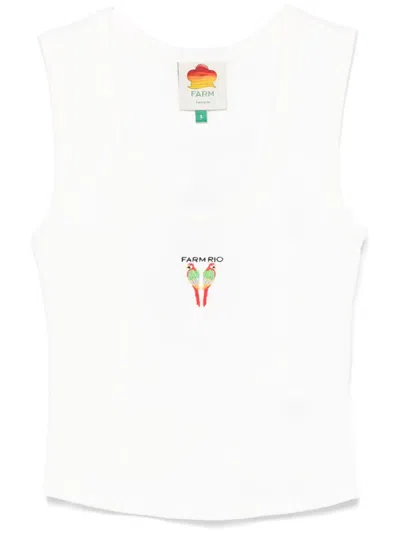 Farm Rio Embroidered Tank Top In White