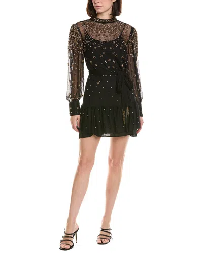 Farm Rio Embroidered Tulle Black Mini Dress