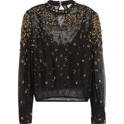 Farm Rio Embroidered Tulle Bubble Top In Brown