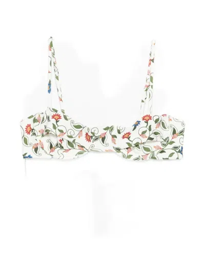 Farm Rio Embroidered Underwire Bikini Top In White