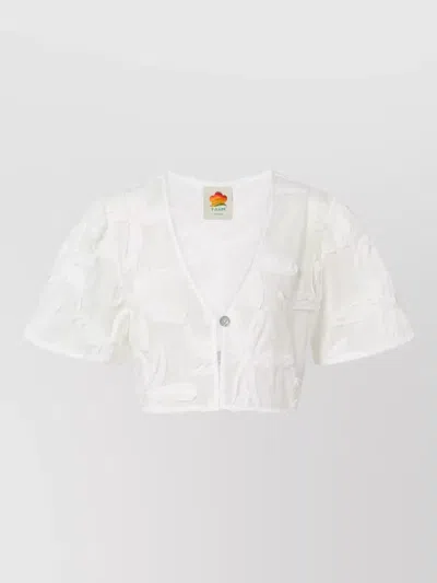 Farm Rio Embroidered V-neck Short-sleeve Blouse