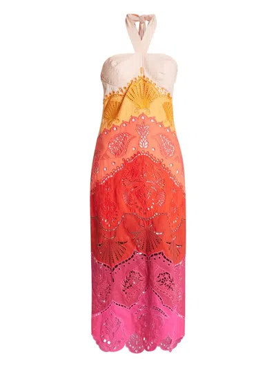 Farm Rio Summer Gradient Ombre Richelieu Midi Dress In Multi