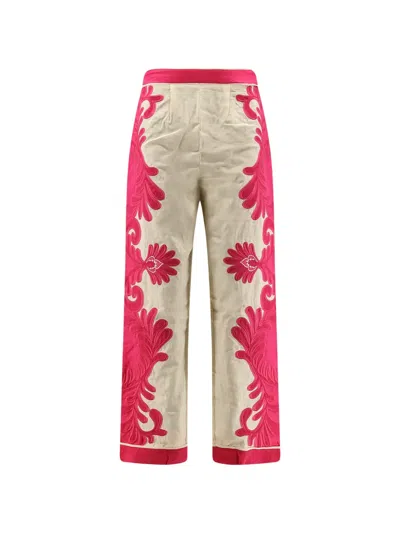 Farm Rio Embroidery Trousers In Pink