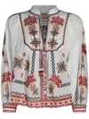 Farm Rio Blouse With Multicoloured Floral Embroidery In White