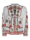 Farm Rio Womens Marys Tiles Embroidered Cotton-poplin Blouse Marys Tiles Off-white In White