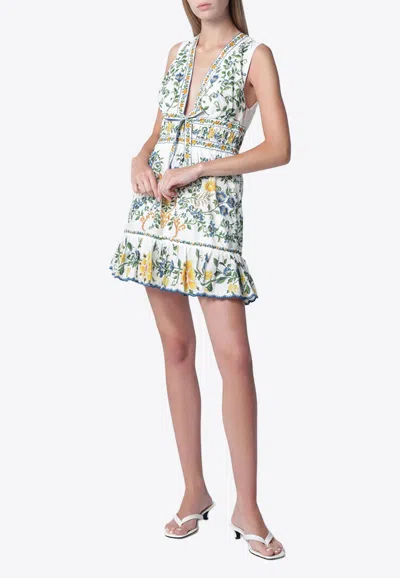 Farm Rio Emily Floral Print Mini Dress In Multi