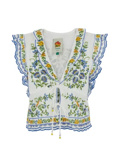 Farm Rio Emily Floral Tapestry Blouse In Multi