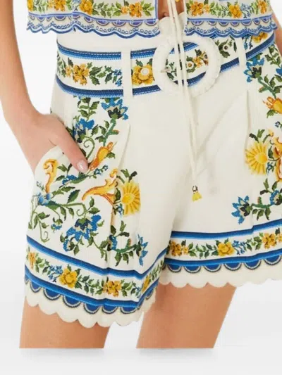 Farm Rio Emily Floral-print Scalloped-edge Shorts In Multi