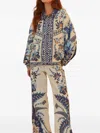 Farm Rio Encanto Tropical-print Trousers In Gray