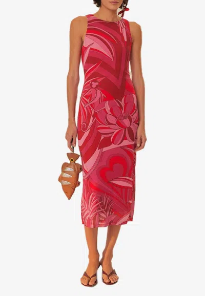 Farm Rio Endless Summer Floral Midi Dress In Red