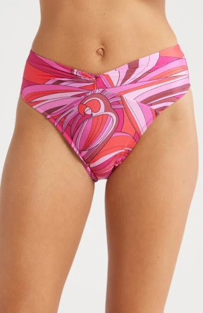 Farm Rio Endless Summer High Waist Bikini Bottoms In Endless Summer Red