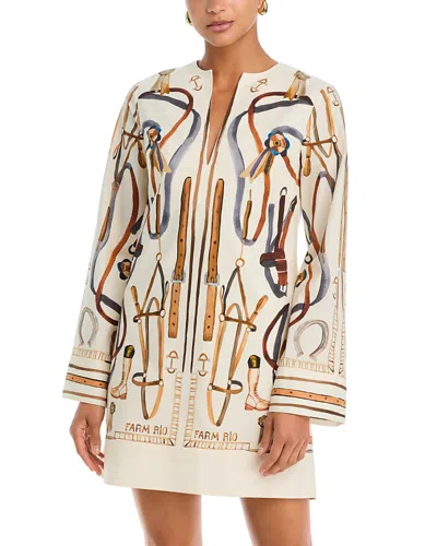 Farm Rio Equestrian Scarf Cape Mini Dress In Multi
