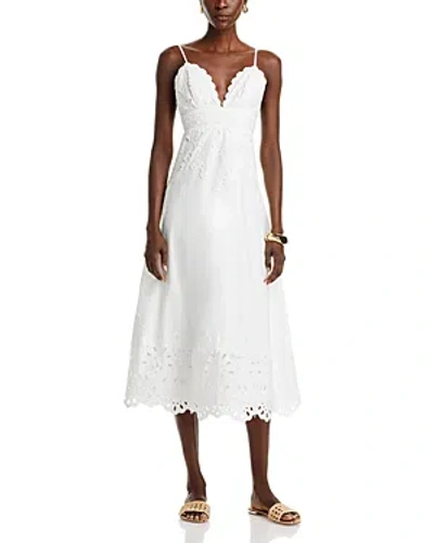 Farm Rio Eyelet Midi Dress In White