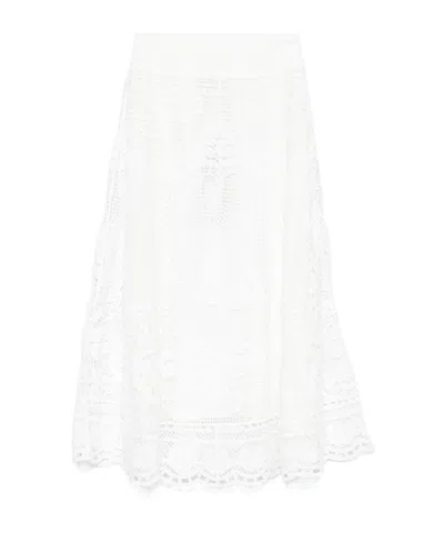 Farm Rio White Swan Lake Lace Skirt In Multicolor