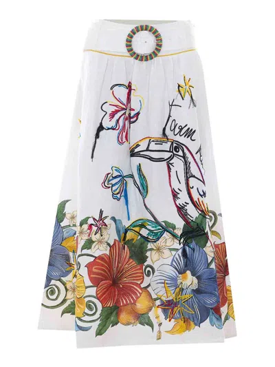 Farm Rio Pinko White Trop Off-white Skirt In Multi