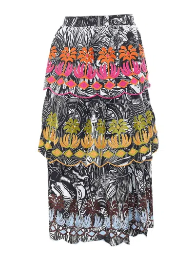 Farm Rio Multicolor Ruta Maxi Ruffled Skirt