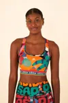 Farm Rio Farm Medium-support Bra Bold Green / Better Scarlet In Multi