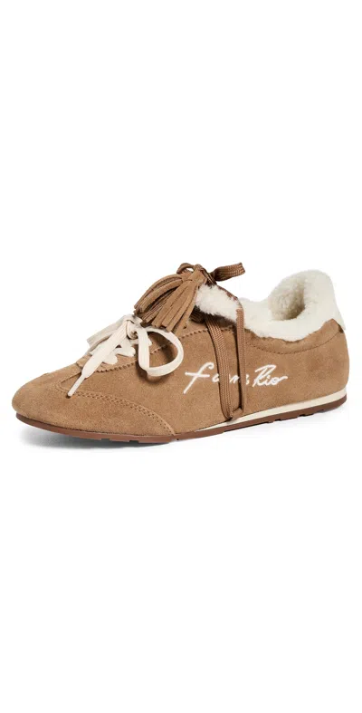 Farm Rio Stassel-detail Shearling-trim Sneakers In Brown