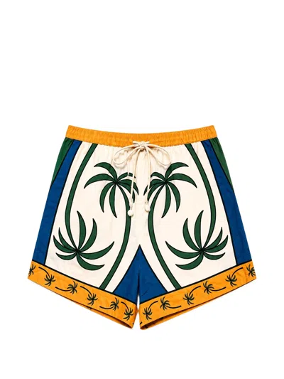 Farm Rio Farmhouse-allover Print Cotton Drawstring Waist Shorts In Multi