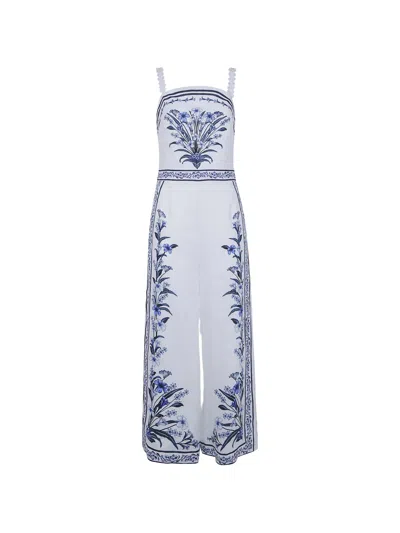 Farm Rio Farm-style Scalloped Strap Wide-leg Dress With Concealed Rear Zip In Multi