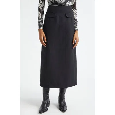 Farm Rio Flap Pocket Midi Skirt In Black